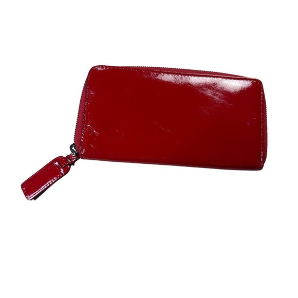Kenneth Cole Red Patent Leather Zip-Around Wallet With Multiple Card Slots & Coi - Picture 4 of 8